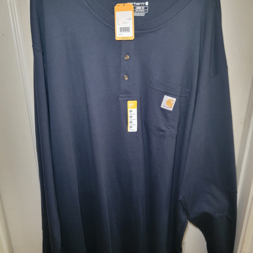 Carhartt Men's Dark Blue Long Sleeve Henley